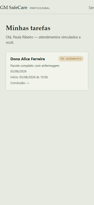Lista de tarefas do profissional